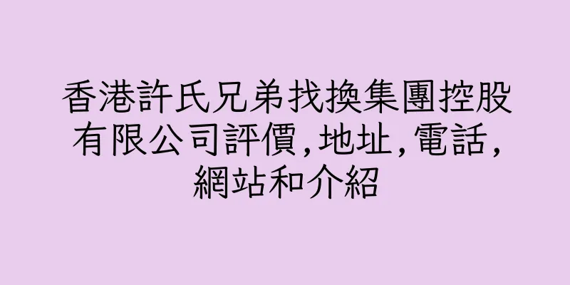 香港許氏兄弟找換集團控股有限公司評價,地址,電話,網站和介紹