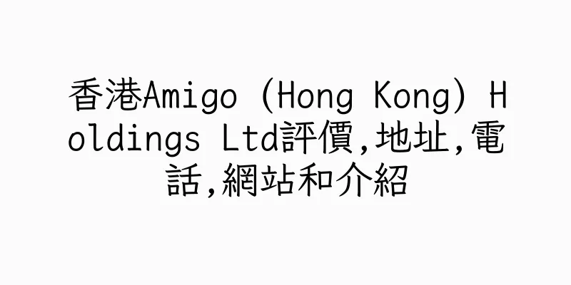香港Amigo (Hong Kong) Holdings Ltd評價,地址,電話,網站和介紹